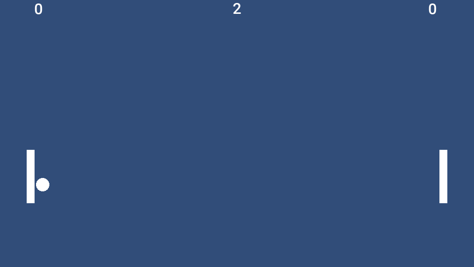 Pong running on the Codename One runtime: two paddles, the ball and the three score counters